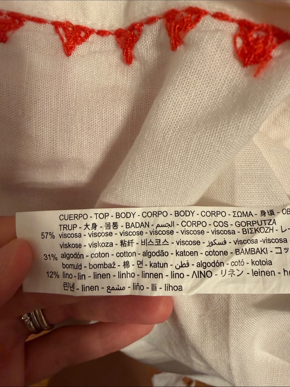 Zara White Blouse with Bright Red Embroidery - Picture 5 of 7